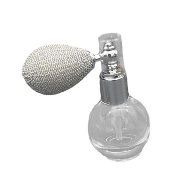 Imagem de MotiveTech Frasco de spray de pó de silicone e vidro vazio com design retrô, opção de presente para extensão de cabelo, difusor de óleos essenciais recarregável, Cinza