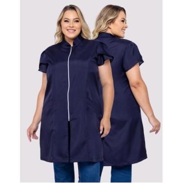 Imagem de Jaleco Feminino Oxford Zíper Manga Curta Plus Size Lia - Supply Premiu
