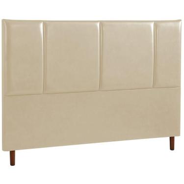 Imagem de Cabeceira Estofada Queen Panamá Couro Pérola 160 Cm