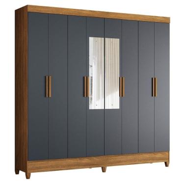 Imagem de Guarda Roupa Casal Marajó 8 Portas Freijó-cinza Com Espelho - Moval Freijó-cinza