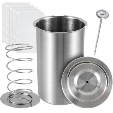 Imagem de Prensa de carne com termômetro, máquina de prensa de carne de aço inoxidável com 5 sacos de alimentos, molde de presunto de forma redonda, panelas de pressão de carne de bacon, utensílios de cozinha