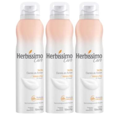 Imagem de Kit 3 Desodorante Aerossol Herbíssimo Care Sem Álcool Vanilla 150Ml  D