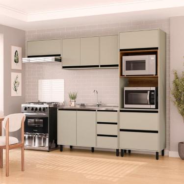 Imagem de Cozinha Compacta 4 Peças 250029 Sem Tampo Koya Verde Oliva Politorno Móveis