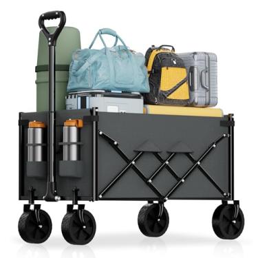 Imagem de Carroça dobrável leve, carrinho de compras dobrável de grande capacidade em rodas grandes, carrinhos de compras dobráveis resistentes, carrinhos utilitários para uso ao ar livre todo-o-terreno, 10 m