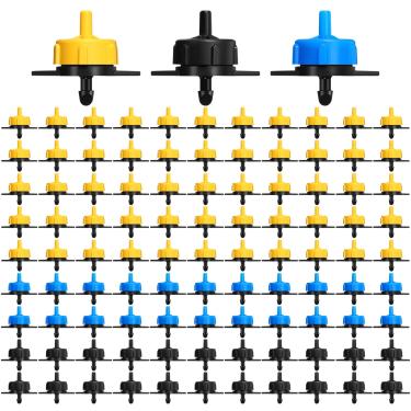 Imagem de CONEHOY 240 unidades de emissores de irrigação por gotejamento sistema de irrigação por gotejamento 1/2 GPH, 1 GPH, 2 GPH por hora, sprinklers de compensação de pressão para rega, 3 tamanhos 3 cores