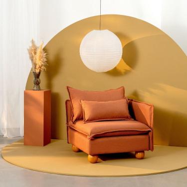 Imagem de Sofá Modular Braço Lateral Com Pé Bolinha Sôma CabeCasa MadeiraMadeira Mocha Mousse