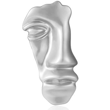 Imagem de Yumikoo Broche De Máscara Facial Figura Prateada - Broches Metal Minimalistas Vintage Para Mulheres E Homens