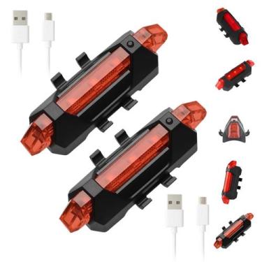 Imagem de Kit 2 Lanternas Traseiras Bike LED 120lm USB Recarregáveis Segurança N