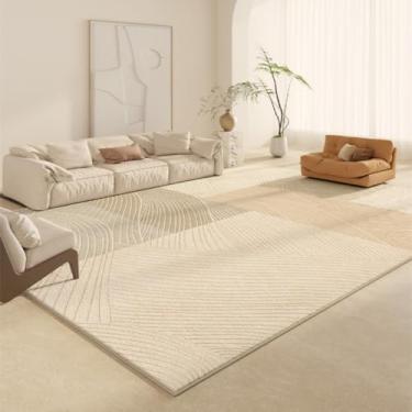 Imagem de Tapete decorativo estilo creme para sala de estar, listrado, geométrico, bege, confortável, macio, luxuoso, para quarto (200x300 cm (79x118 pol.)/AX026-3-A)