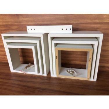 Imagem de 2 Kits Trio De Nichos Branco Tx 15mm, Quadros Para Enfeites - B&D Arte