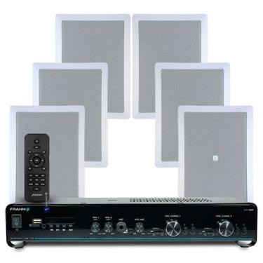 Imagem de Kit Som Ambiente Bluetooth Usb Sd Controle Remoto Amplificador Com 6 A
