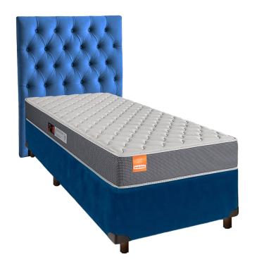 Imagem de Cama + Box Azul e Colchão D23 Solteiro - Pro Inducol + Cabeceira