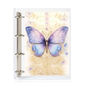 Imagem de Fichário Universitário Pasta Organizadora 4 Argolas Transparente Escolha Sua Capa (Borboleta)