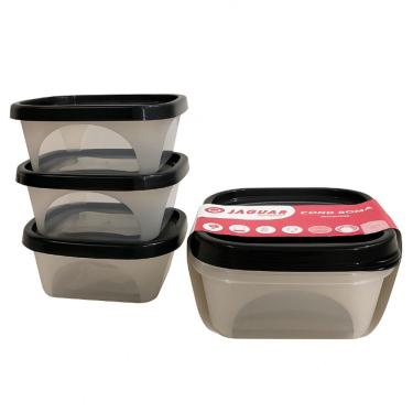 Imagem de Conjunto Com 3 Potes Modelo Roma 390ml Quadrado Mini Pote Plastico