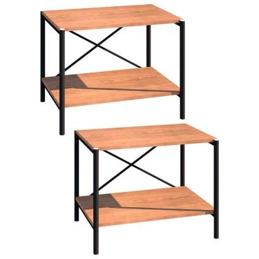 Imagem de Kit 02 Sapateiras Multiuso Hall de Entrada Padova 60cm 2 Prateleiras Demolição Preto -...