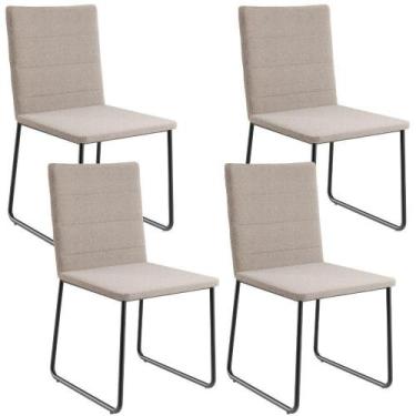 Imagem de Kit 04 Cadeiras Decorativa Estofada Para Sala De Jantar Preto Maya L02