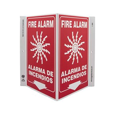 Imagem de Zing Green Products 2630 Placa de segurança "Fire Alarm" de plástico reciclado, bilíngue, 28 cm de comprimento, 17,8 cm de largura, 12,7 cm de altura