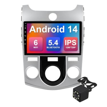 Imagem de Rádio estéreo para carro Android 14 2 + 64G 22.9 cm para Kia Forte Cerato K3 2009-2013 IPS tela sensível ao toque rádio veicular com WiFi 6 Carplay e câmera de backup com suporte automático Android