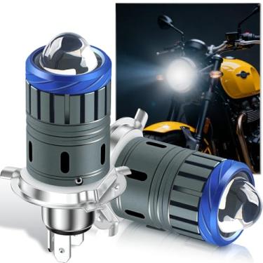 Imagem de Suacopzar 2 peças H4 Lâmpada de farol LED, 12-80V 26W 3120LM com lâmpada de iluminação de lente, lâmpada de farol de LED H4 de feixe alto/baixo compatível com a maioria das motocicletas (branca)