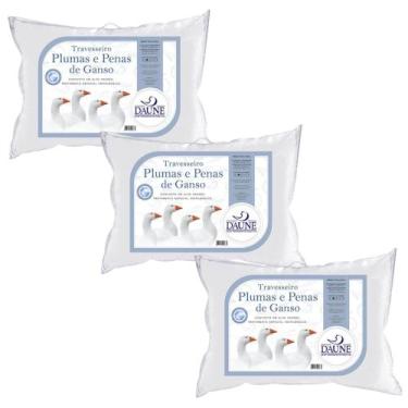 Imagem de Kit de 3 Travesseiros Penas e Plumas Capa de Algodão - Daune
