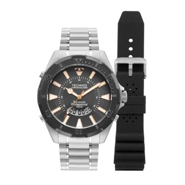 Imagem de Relógio Technos Masculino Ref: Wt2050avn/t1f Skydiver Anadigi Prateado