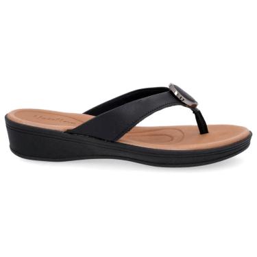 Imagem de Chinelo Feminino Plataforma Couro Preto Usaflex UF0202-001
