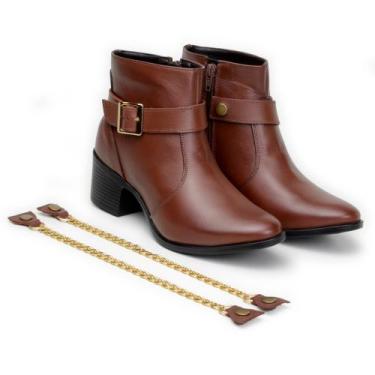 Imagem de Bota Coturno em couro legitimo 3x1 com Acessórios - MocFlex, Cafe, 36