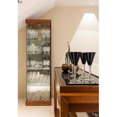 Imagem de Cristaleira em vidro com 1 porta e 4 prateleiras com led - MovelariaPG