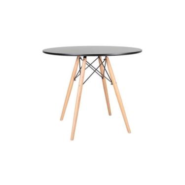 Imagem de Mesa de Jantar Eames Redonda Preto com Natural 90cm