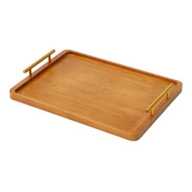Imagem de MotiveTech Bandeja de bambu para servir, prato para lanches, comida, copo, bandeja para café da manhã, 40cmx295cm