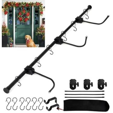 Imagem de Mosmgibox Guirlanda reutilizável para porta da frente com 6 ganchos e bolsa de armazenamento, suporte de guirlanda para moldura de porta, ajustável de 80 a 204 cm para porta dupla (80 cm a 204 cm)