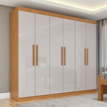 Imagem de Guarda Roupa Casal 6 Portas Amêndoa Clean - Off White 2 Gavetas Easy Slim MDP Móveis Lopas