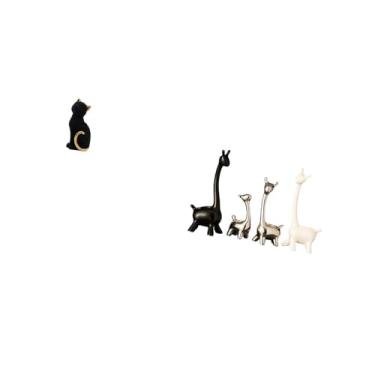 Imagem de Fenteer Estátua de Gato Girafa de Resina, Estatueta Decorativa, Escultura Animal, Cerâmica, Colecionável, Moderno, Criativo, Ornamento para Mesa, Escritório,