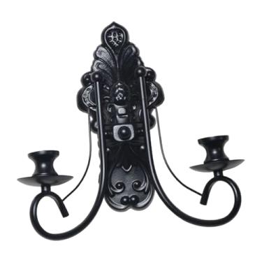 Imagem de BLWOTMOR Castiçal de Metal, Candelabro, Porta-velas para Velas Cônicas para O Aniversário, Preto, Tamanho real