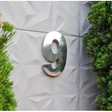 Imagem de Número residencial em aço inox BRILHANTE 15cm Casa Portão 3d - Lino Co