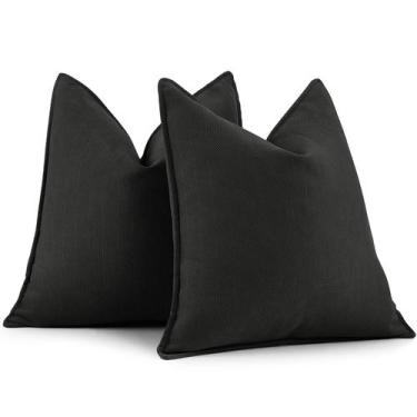 Imagem de Capas de travesseiro ZWJD Black Chenille 65x65cm Conjunto de 2