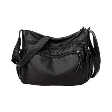 Imagem de Bolsa Transversal Feminina De Couro Macio Com Múltiplos Bolsos, Prátic