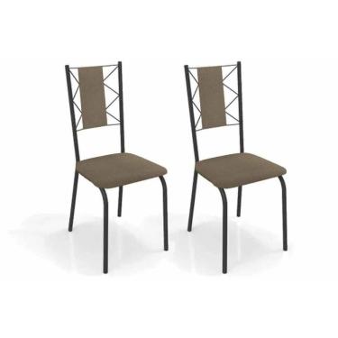 Imagem de Kit 2 Cadeiras De Cozinha Lisboa 2c076prf Aço 2 Un Preto-ano Capuccino - Kappesberg