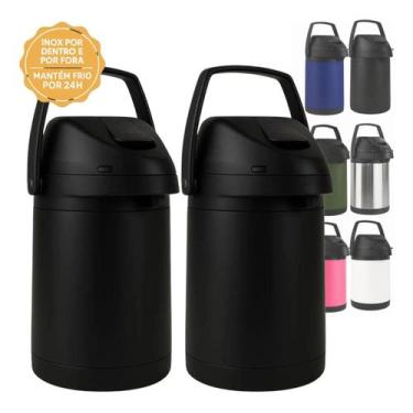 Imagem de Garrafa Termica Inox 2,5 Litros Kit 2 Unidades Azarte 24h Gelada Para 