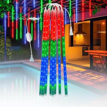 Imagem de Cascata 8 Tubos Queda Pisca Pisca Chuva Gelo 50cm Luz Rgb