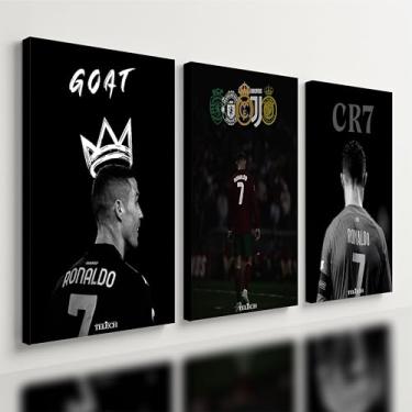 Imagem de Kit 3 - Quadro Cr7 Cristiano Ronaldo Futebol Goat Messi Mdf