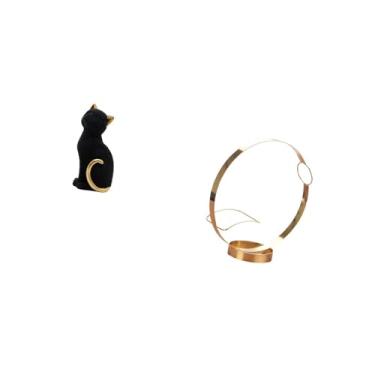 Imagem de Fenteer Escultura de Gato de Resina E Suporte de Garrafa de Vinho de Ferro Organizador para Sala de Estar, Quarto, Entrada, Estante, Decoração de Mesa