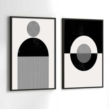 Imagem de Conjunto Quadros Decorativos com Moldura Minimalista Preto e Branco Li