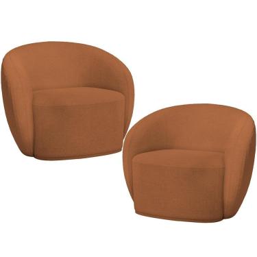 Imagem de Kit 02 Poltronas Decorativas Para Sala De Estar Living Gliese K01 Bouclê Mostarda