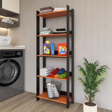 Imagem de Armario Multiuso Com 5 Prateleiras Organizador Lavanderia Preto - Nature Preto - Nature
