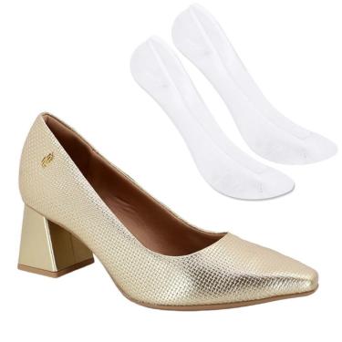 Imagem de Kit Scarpin Usaflex Tressê Bico Fino Feminino + Meia