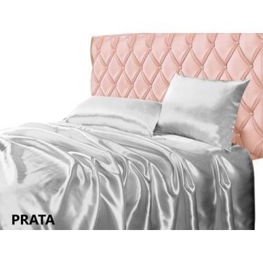 Imagem de Lençol de Cetim Casal Queen 4 Peças Macio, Brilhante e Confortável - J