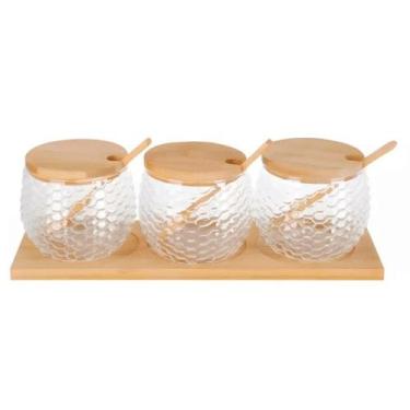 Imagem de Porta Condimento Com Colher Bambu 3 Peças - Dolce Home