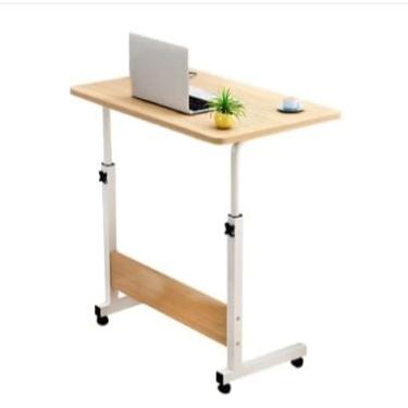 Imagem de Mesa Ajustável Dobrável Multifuncional Mesa Lateral para Notebook e Cabeceira com Altura Regulável, Cor Preta(Cor de madeira)