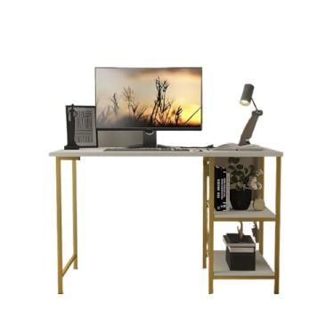 Imagem de Escrivaninha Mesa Office Estudo Estilo Industrial 110cm (Dourado/Off White)